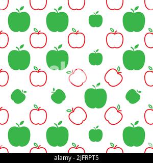 Apple Icon Seamless Pattern, Fruit / Food Icon Vector Art Illustration Stock Vector