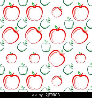 Apple Icon Seamless Pattern, Fruit / Food Icon Vector Art Illustration Stock Vector