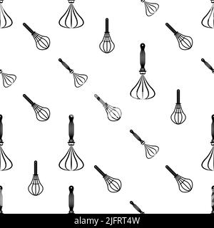 Beater Icon, Whisk Icon Seamless Pattern Vector Art Illustration Stock Vector