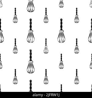Beater Icon, Whisk Icon Seamless Pattern Vector Art Illustration Stock Vector