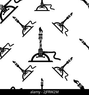 Bunsen Burner Icon,Laboratory Burner Seamless Pattern Vector Art Illustration Stock Vector