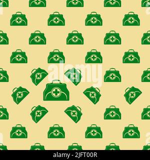 Doctor Bag Icon Seamless Pattern, First Aid Box Icon Vector Art Illustration Stock Vector