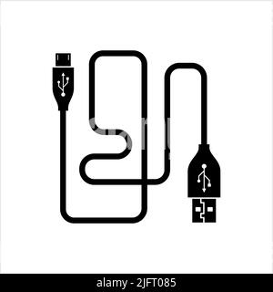 Micro Usb Cable, Usb Cable Vector Art Illustration Stock Vector