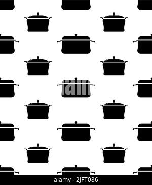 Pan Icon, Frying Pan Seamless Pattern Vector Art Illustration Stock Vector