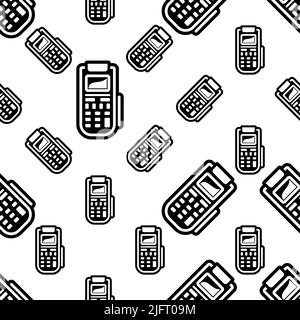 Pos Terminal Icon Seamless Pattern Vector Art Illustration Stock Vector