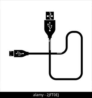 Micro Usb Cable, Usb Cable Vector Art Illustration Stock Vector