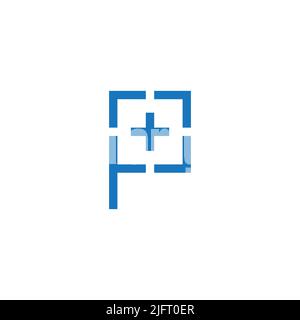 letter p plus medical flag simple logo vector Stock Vector