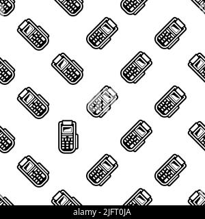 Pos Terminal Icon Seamless Pattern Vector Art Illustration Stock Vector