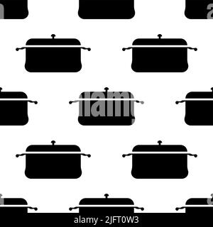 Pan Icon, Frying Pan Seamless Pattern Vector Art Illustration Stock Vector