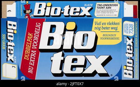 BIOTEX Biological prayer waste and stains even better. Double suit now extra affordable synthetic detergent without bleach article number 73284180500 Gramkortman Intradal BV 'with washing manual and dosage. Stock Photo