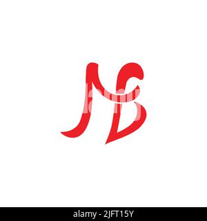 letter nb rb abstract curves simple logo vector Stock Vector