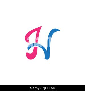 letter jv simple curves colorful abstract logo vector Stock Vector