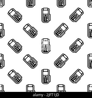 Pos Terminal Icon Seamless Pattern Vector Art Illustration Stock Vector
