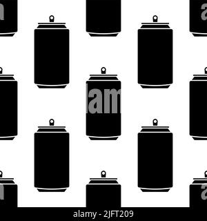 Soda Can Icon Seamless Pattern, Tin Can, Beer Can Icon, Cold Drink Can Icon Vector Art Illustration Stock Vector