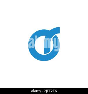 letter ro blue circle geometric logo vector Stock Vector