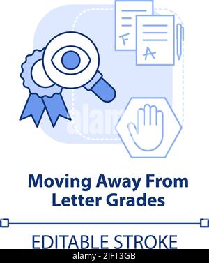 Moving away from letter grades light blue concept icon Stock Vector