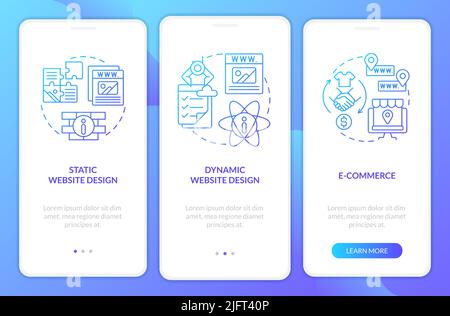 Web design formats blue gradient onboarding mobile app screen Stock Vector