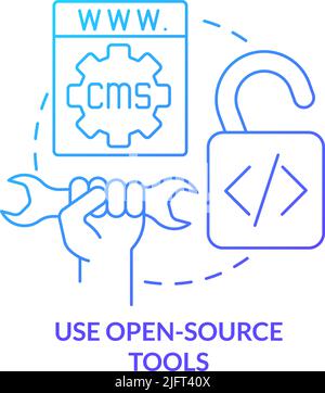 Use open-source tools blue gradient concept icon Stock Vector
