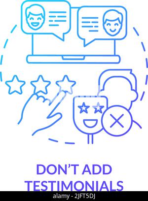 Dont add testimonials blue gradient concept icon Stock Vector