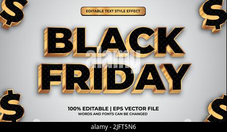 Black friday editable text effect. Black Friday theme style. Stock Vector