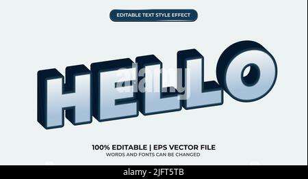 Hello editable text effect Stock Vector