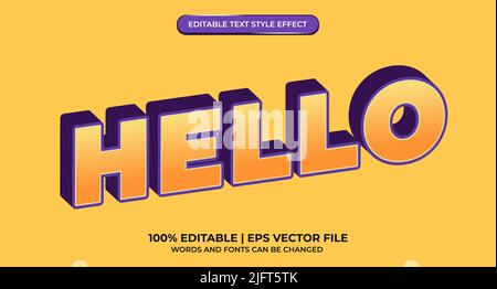 Hello editable text effect Stock Vector