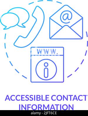 Accessible contact information blue gradient concept icon Stock Vector