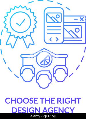 Choose right design agency blue gradient concept icon Stock Vector