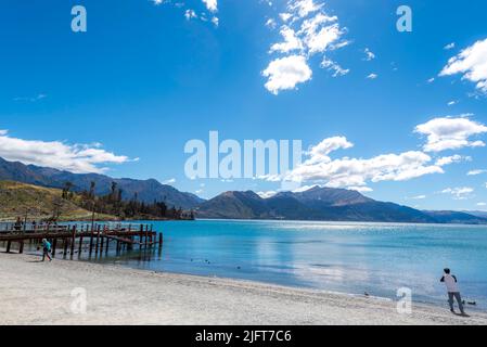 An aerial shot of the Queenstown in South Island, New Zealand Stock Photo