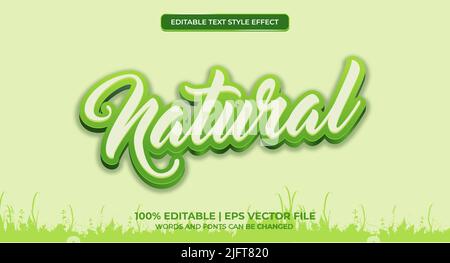 Fresh Natural green 3d editable text effect. Vector illustration Stock Vector