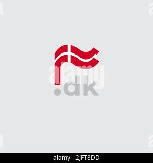 Denmark flag icon. Original simple design of the danish flag on white background, place for text. Design element, template national poster, dk domain Stock Vector