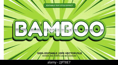 Text effects 3d bamboo, editable text style. Bamboo text effect, editable asia and forest text style Stock Vector