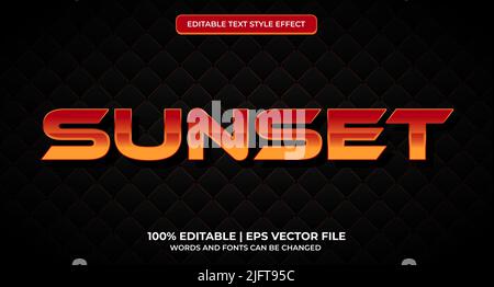Text Effects 3D Sunset. Editable Text Style. Sunset editable text effect Stock Vector
