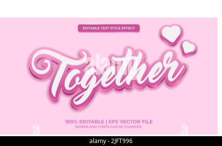Editable text style effect - love text style Stock Vector