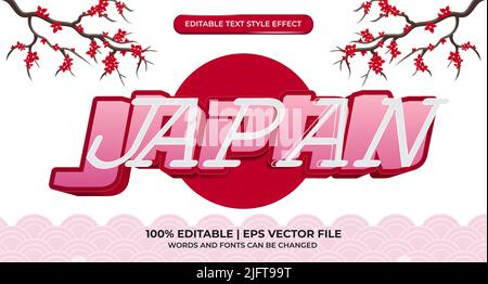 Japan editable text effect with asian type style and bold font concept use for brand label and logo. Text effect template Stock Vector
