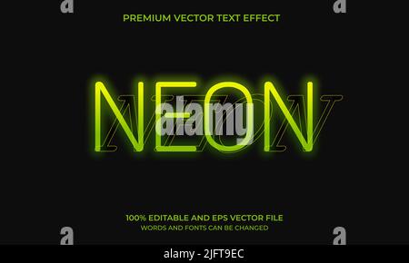 Neon light text effect, editable retro and glowing text style Stock Vector