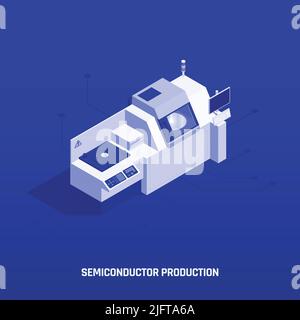 Semiconductor chip production isometric composition with text and image ...
