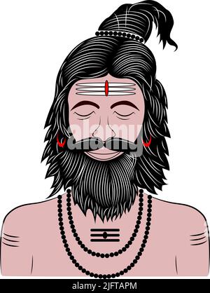Colorful Hindu Sadhu or Baba design isolated on white background - vector illustration Stock Vector