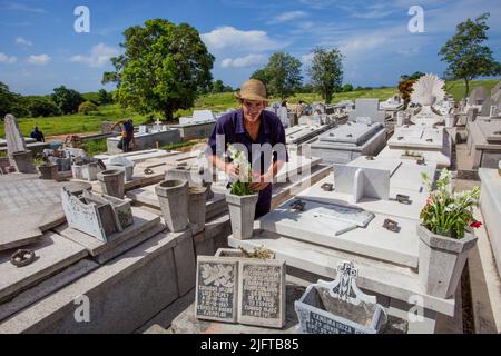 Cuba, Cienfuegos. Cementerio Toman Aceo is now a national monument.It was set up in 1923 with the money from Tomas Aceo as cemetary for the poor peopl Stock Photo