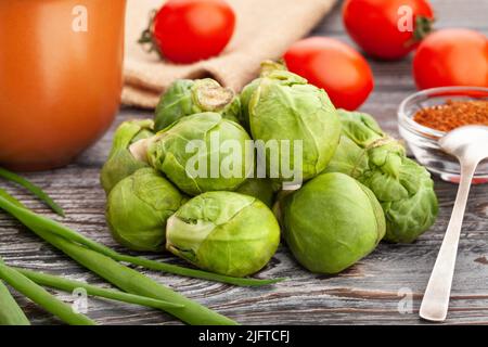 brussels sprouts on wood background Stock Photo