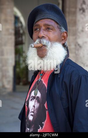 Cuba, Havana, Man at the Plaza de la Catedral Stock Photo