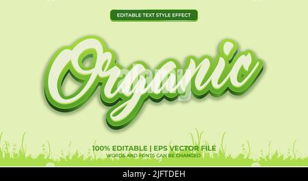 Fresh Organic green 3d editable text effect. Vector illustration Stock Vector