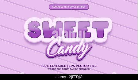 Editable text style effect - Sweet Candy text style theme Stock Vector
