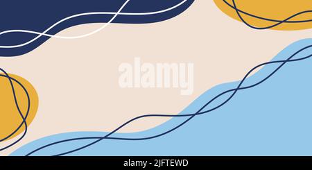 Abstract organic wavy shapes background. Hand drawn colorful banner. For newsletter, web header, social media post, promotional banner, advertising Stock Vector