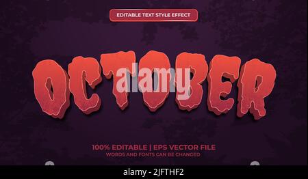 October editable text effect design for halloween invitation template Stock Vector