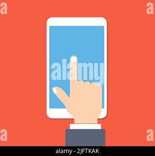 Cartoon Smartphone Hands Touch Screen Icon Web Game Asset Illustration Display Stock Vector