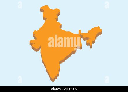 India 3D Minimal Illustration Map Geography Asia Nation Indian World Stock Vector