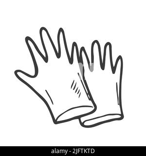 Latex surgical gloves, medical protective gloves isolated on a white background. vector illustration in the Doodle style. Stock Vector