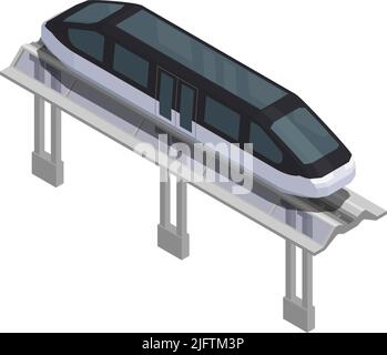 Smart city technologies isometric composition with view of monorail car with flyover way vector illustration Stock Vector