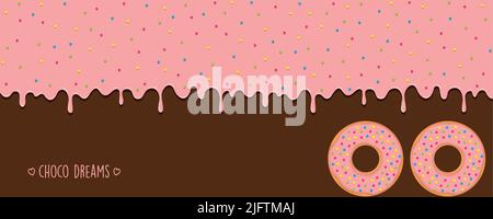 sweet tasty melting chocolate icing background choco dreams donut Stock Vector